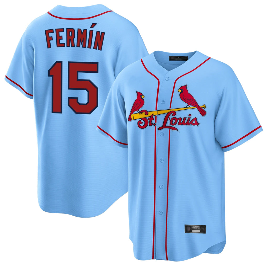 Trusc St. Louis Cardinals #15 Jose Fermin Player Light Blue Home Game Stitched Jerseys