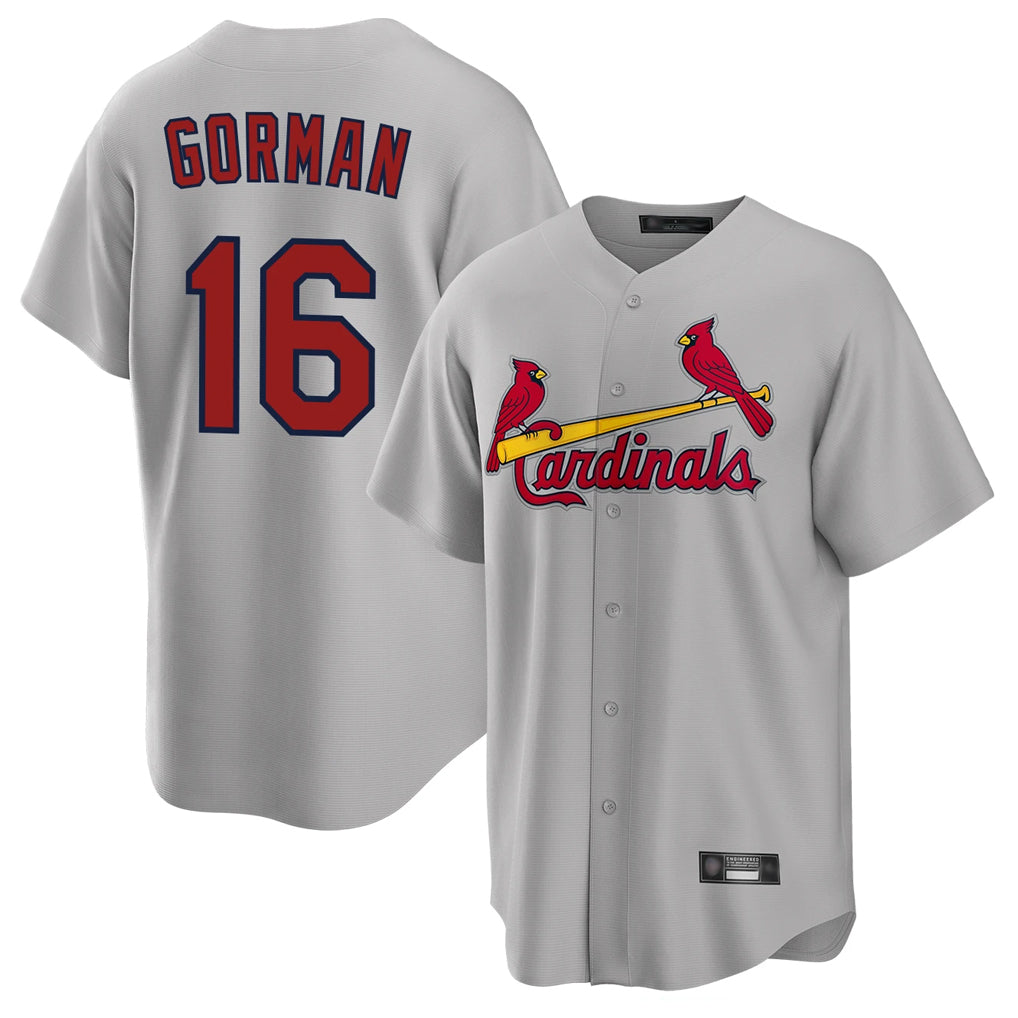 Trusc St. Louis Cardinals #16 Nolan Gorman Player Gray Home Game Stitched Jerseys