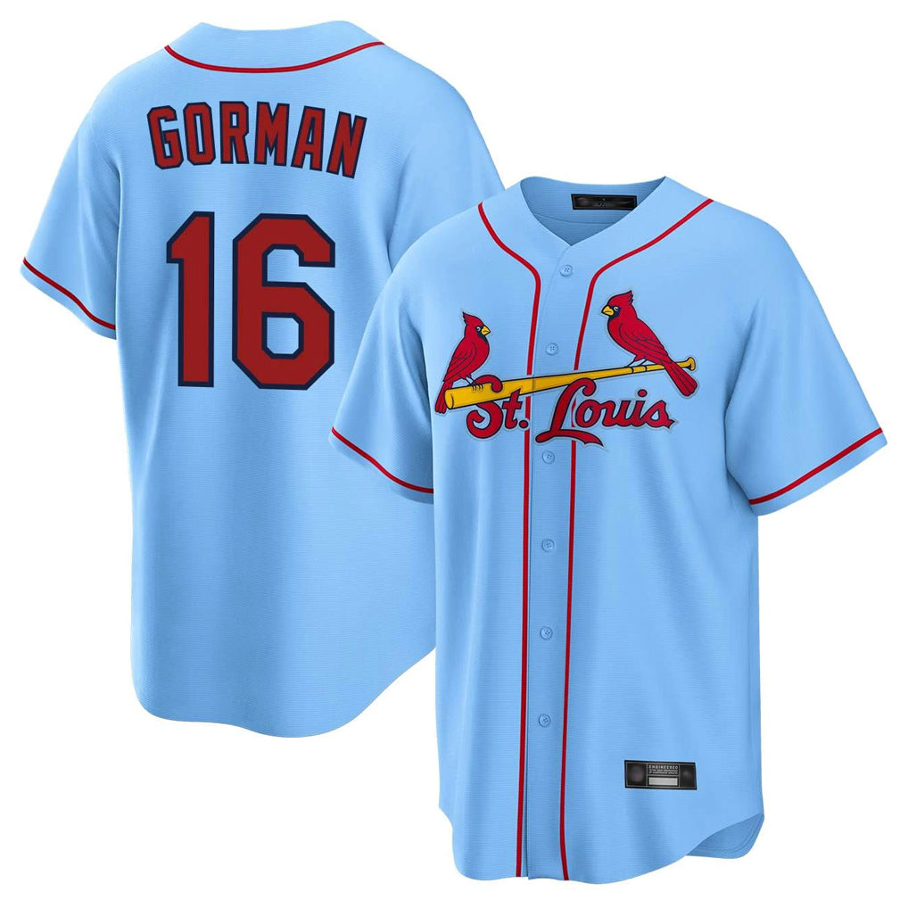 Trusc St. Louis Cardinals #16 Nolan Gorman Player Light Blue Home Game Stitched Jerseys