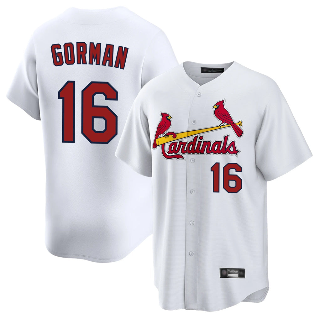Trusc St. Louis Cardinals #16 Nolan Gorman Player White Home Game Stitched Jerseys