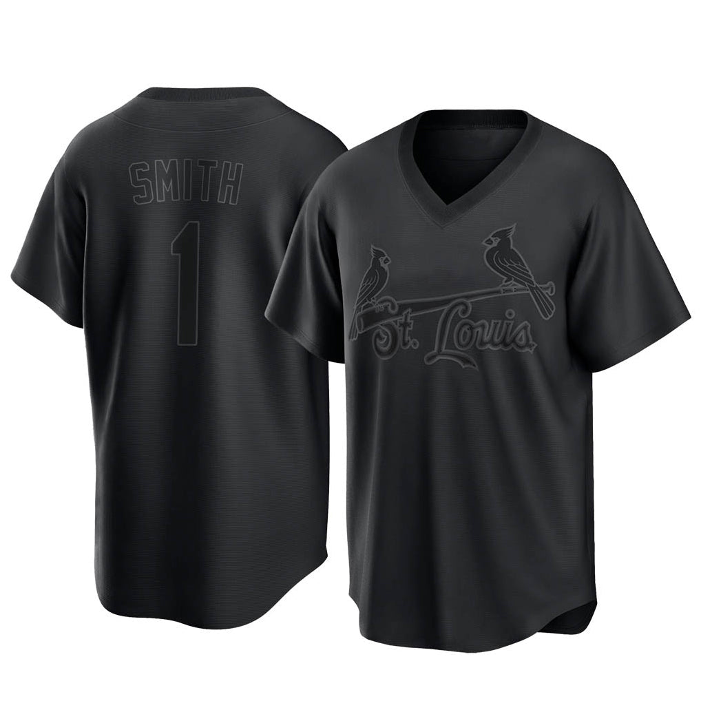 Trusc St. Louis Cardinals #1 Ozzie Smith Player Black City Connect T-shirt Stitched Jerseys