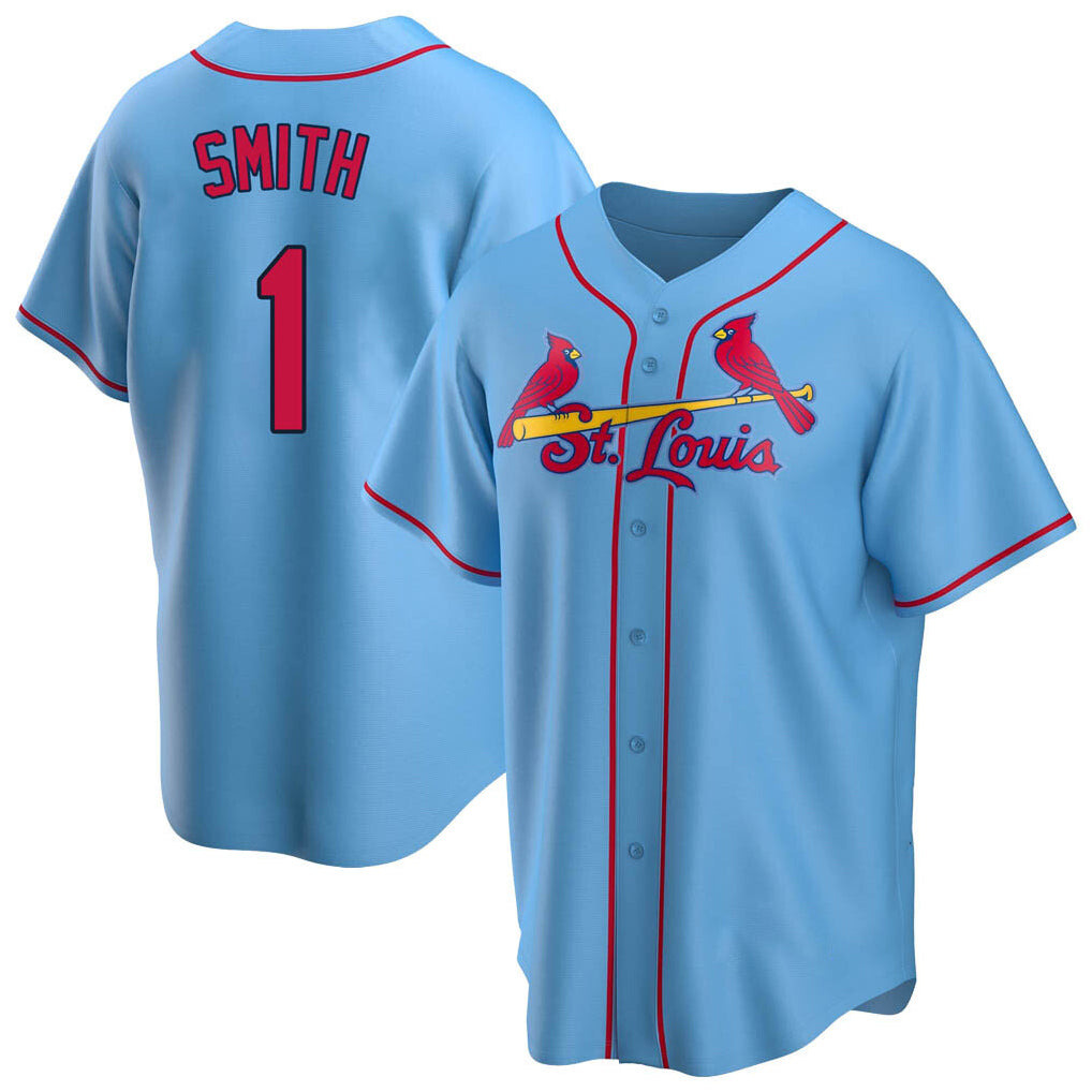 Trusc St. Louis Cardinals #1 Ozzie Smith Player Light Blue Home Game Stitched Jerseys