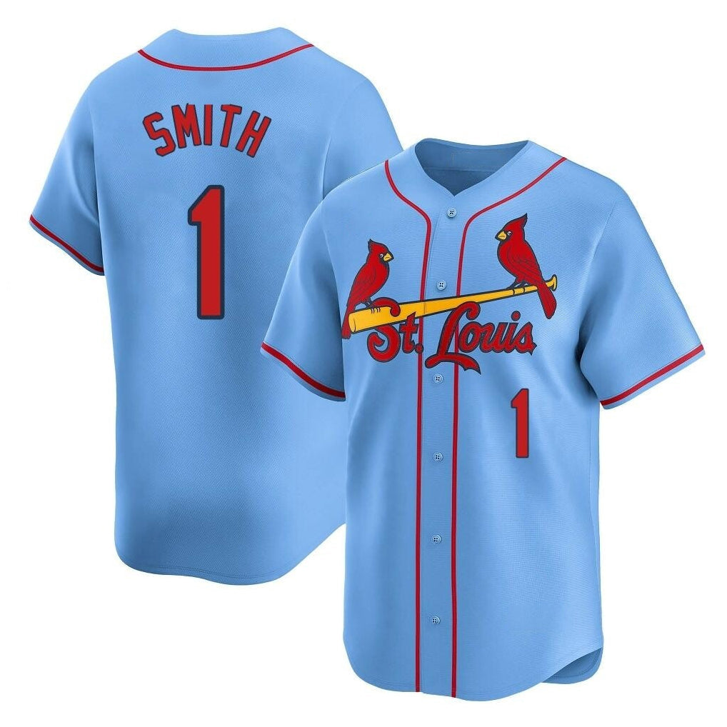 Trusc St. Louis Cardinals #1 Ozzie Smith Player Light Blue Home Limited Stitched Jerseys