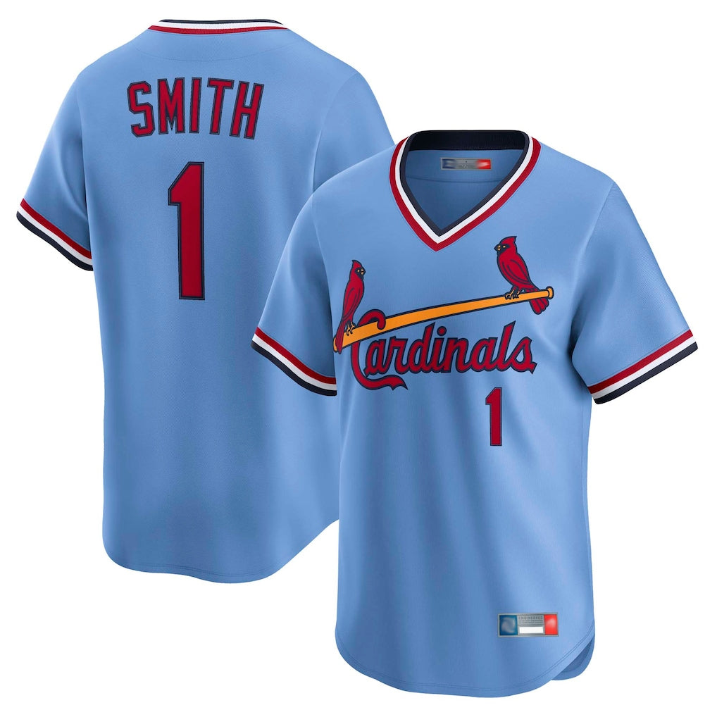 Trusc St. Louis Cardinals #1 Ozzie Smith Player Light Blue Throwback Cooperstown Collection Limited Stitched Jerseys