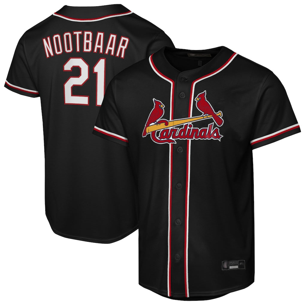 Trusc St. Louis Cardinals #21 Lars Nootbaar Player Black Carbon Fashio Game Stitched Jerseys