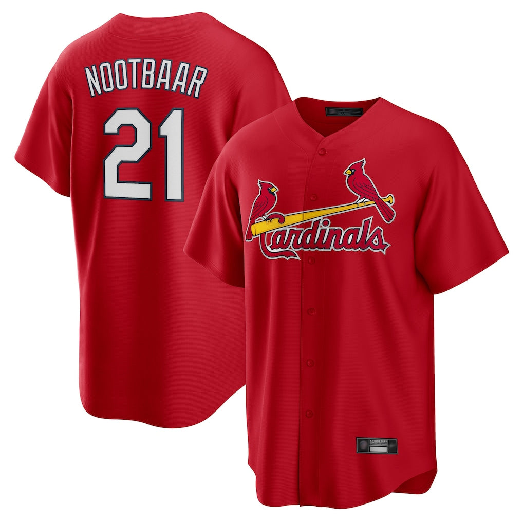 Trusc St. Louis Cardinals #21 Lars Nootbaar Player Red Home Game Stitched Jerseys