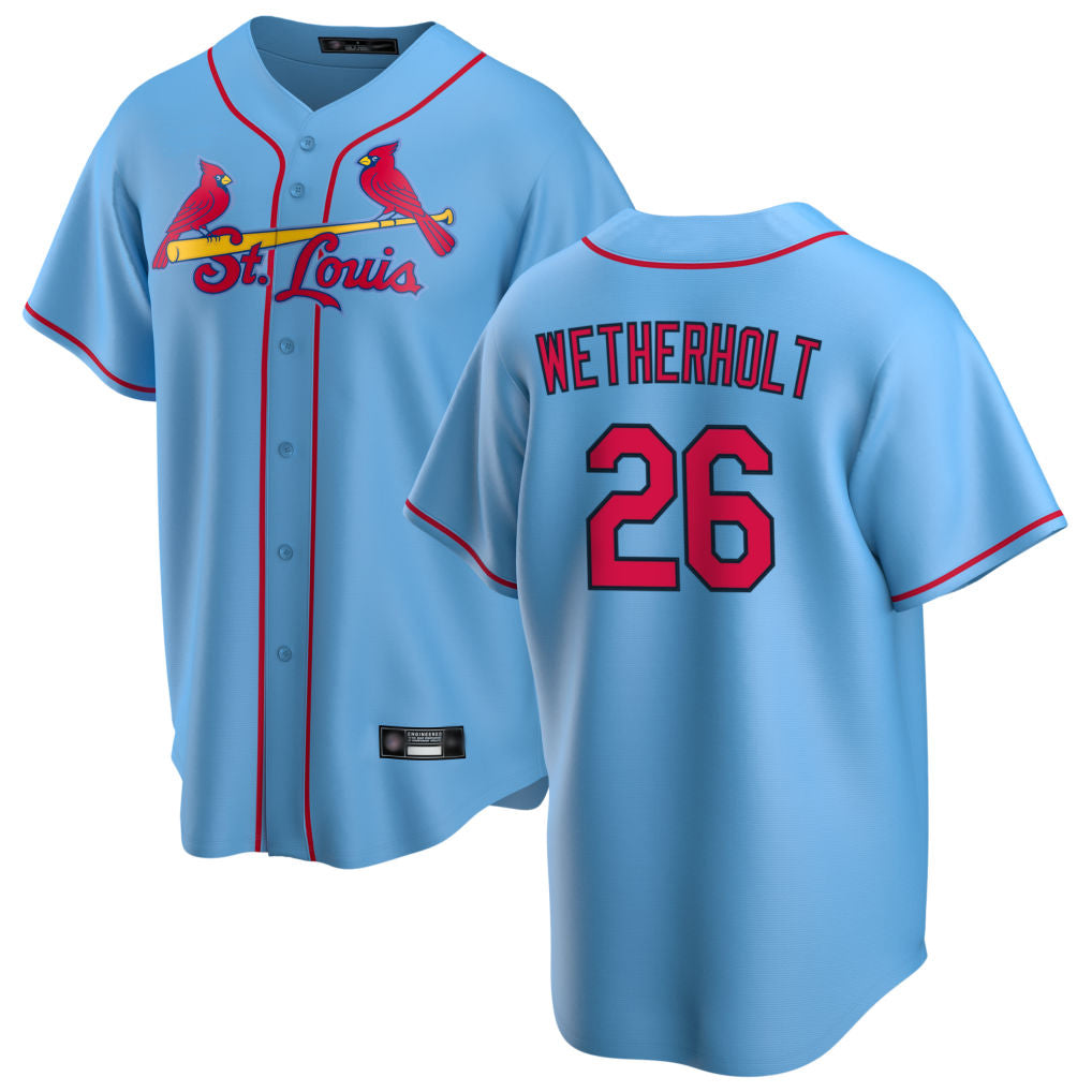 Trusc St. Louis Cardinals #26 JJ Wetherholt Player Light Blue Home Game Stitched Jerseys