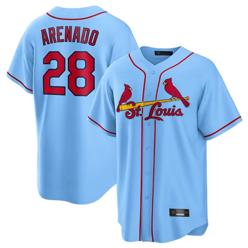 Trusc St. Louis Cardinals #28 Nolan Arenado Player Light Blue Home Game Stitched Jerseys