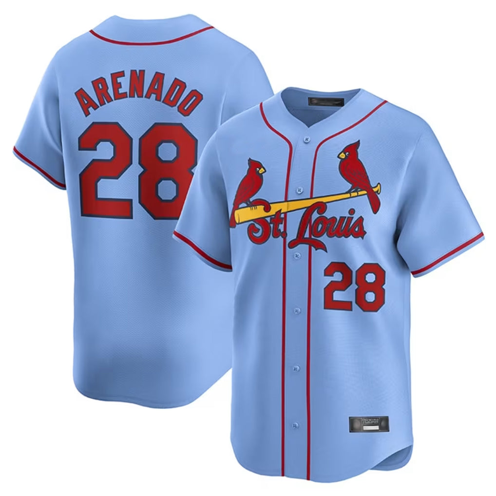 Trusc St. Louis Cardinals #28 Nolan Arenado Player Light Blue Home Limited Stitched Jerseys