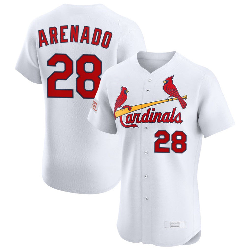 Trusc St. Louis Cardinals #28 Nolan Arenado Player White Home Limited Elite Stitched Jerseys