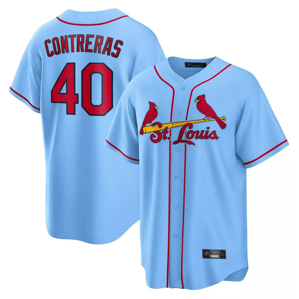 Trusc St. Louis Cardinals #40 Willson Contreras Player Light Blue Home Game Stitched Jerseys