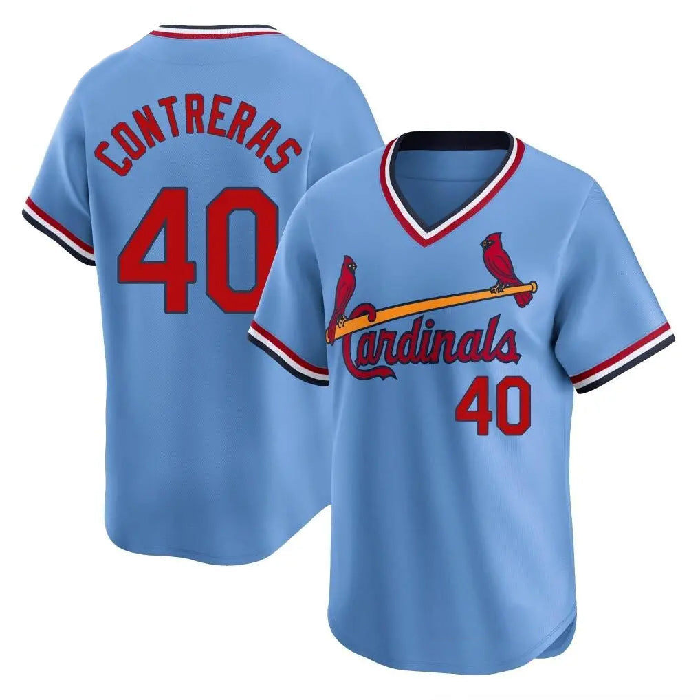 Trusc St. Louis Cardinals #40 Willson Contreras Player Light Blue Throwback Cooperstown Collection Limited Stitched Jerseys