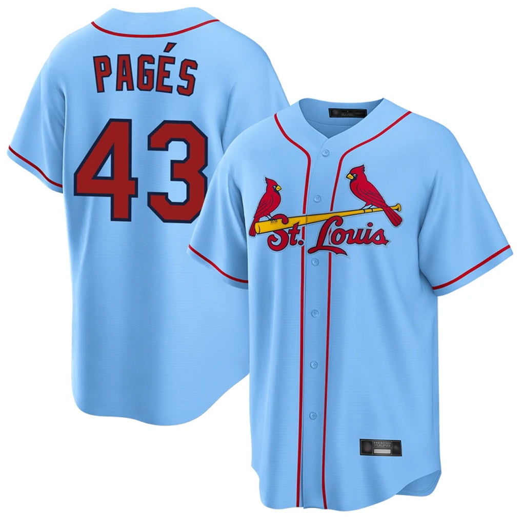 Trusc St. Louis Cardinals #43 Pedro Pages Player Light Blue Home Game Stitched Jerseys