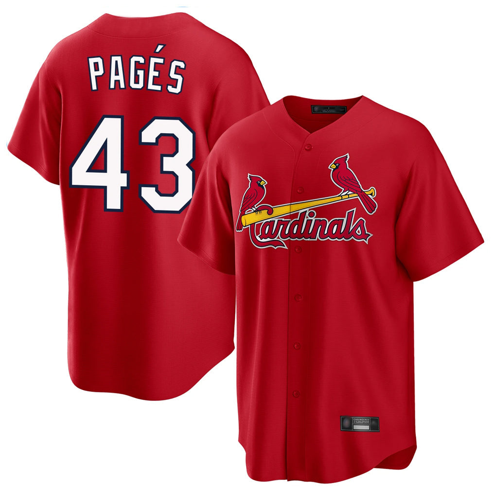 Trusc St. Louis Cardinals #43 Pedro Pages Player Red Home Game Stitched Jerseys
