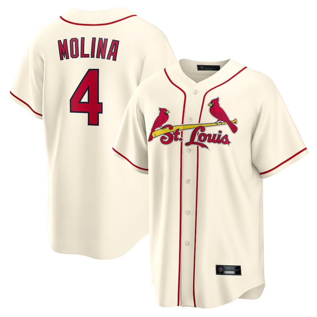 Trusc St. Louis Cardinals #4 Yadier Molina Player Cream Home Game Stitched Jerseys