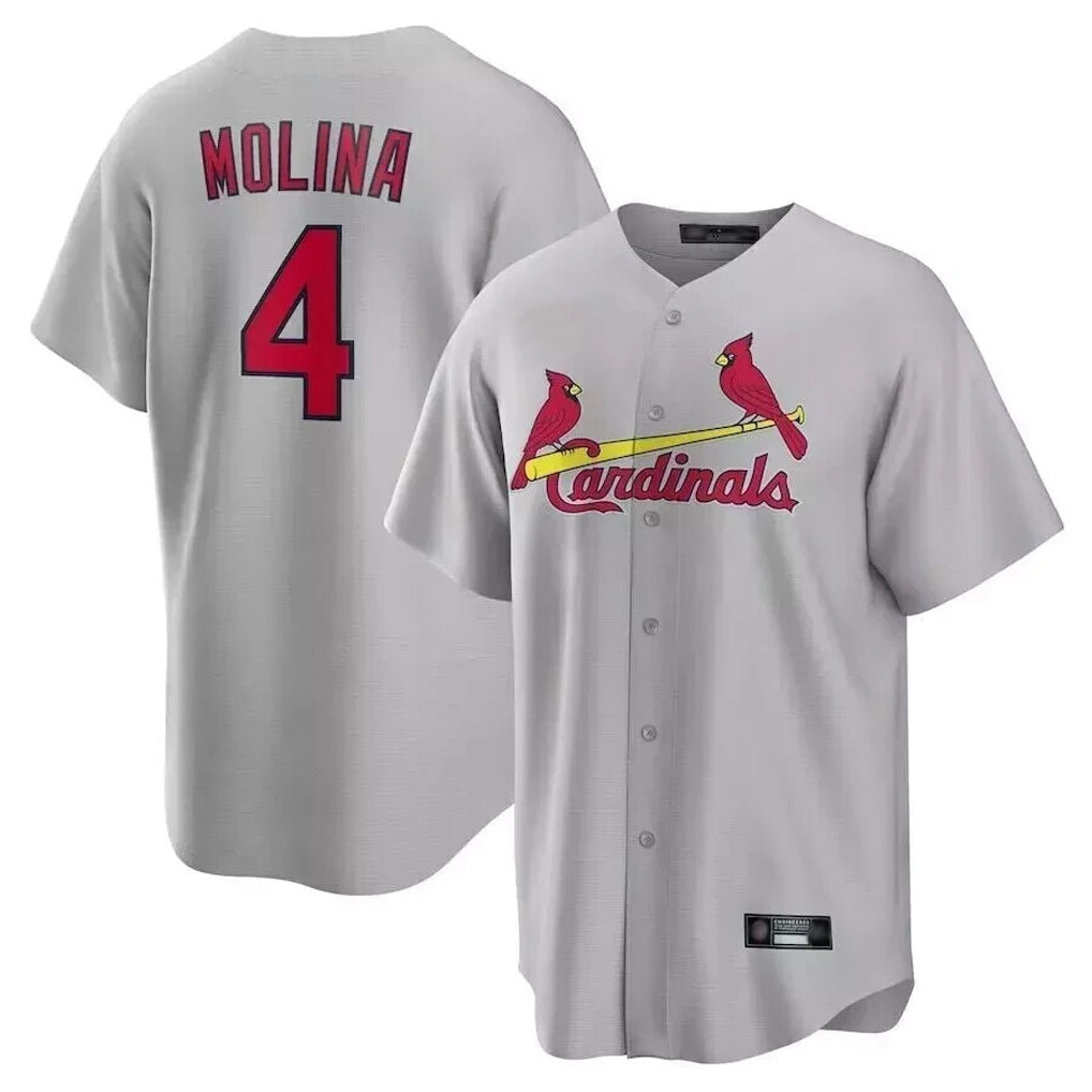 Trusc St. Louis Cardinals #4 Yadier Molina Player Gray Home Game Stitched Jerseys