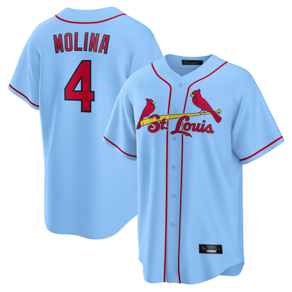 Trusc St. Louis Cardinals #4 Yadier Molina Player Light Blue Home Game Stitched Jerseys