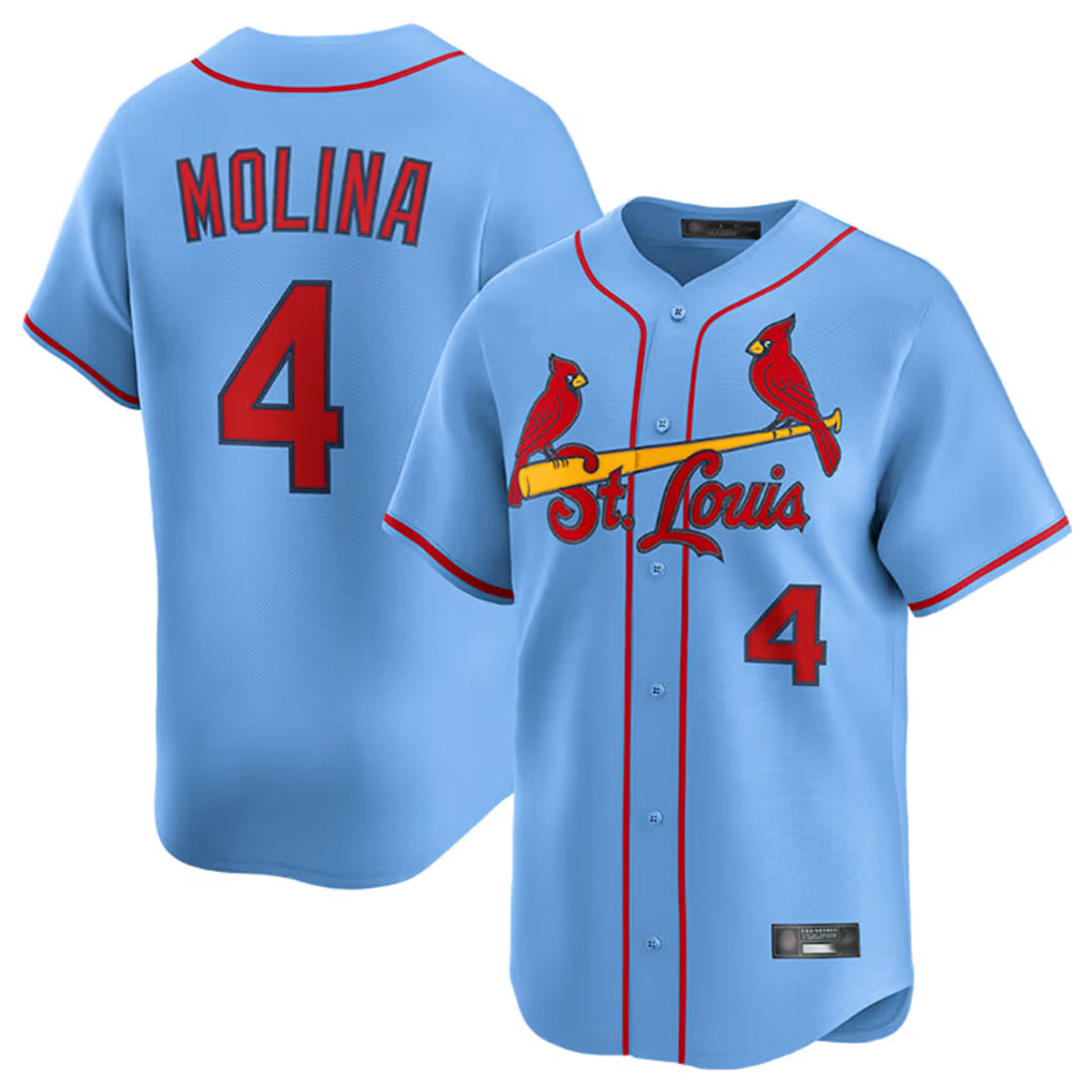 Trusc St. Louis Cardinals #4 Yadier Molina Player Light Blue Home Limited Stitched Jerseys