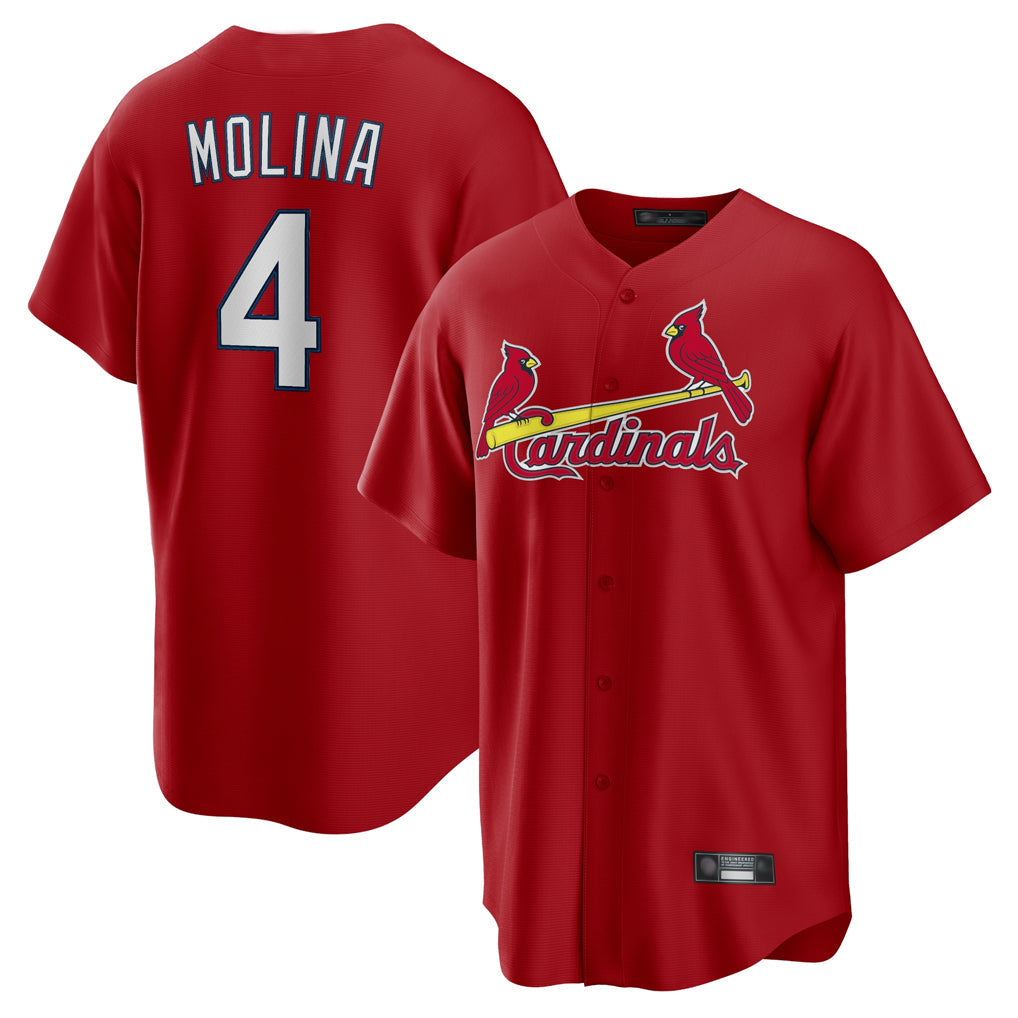 Trusc St. Louis Cardinals #4 Yadier Molina Player Red Home Game Stitched Jerseys