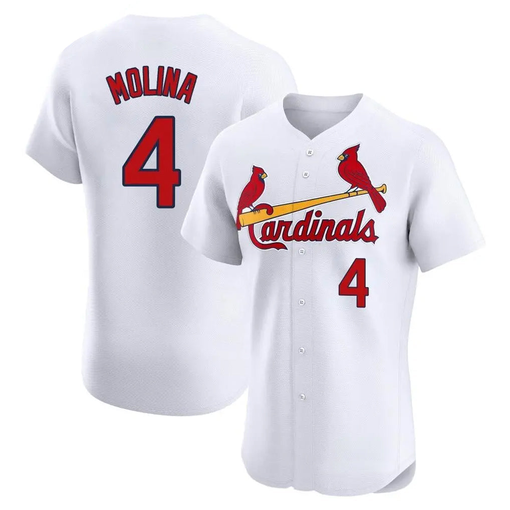Trusc St. Louis Cardinals #4 Yadier Molina Player White Home Limited Elite Stitched Jerseys