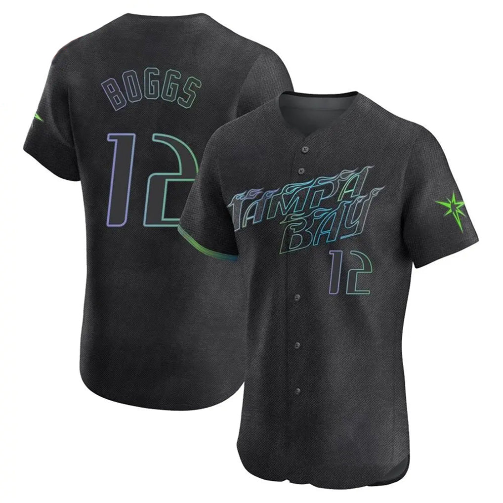 Trusc TB.Rays #12 Wade Boggs Player Black City Connect Home Limited Elite Stitched Jerseys
