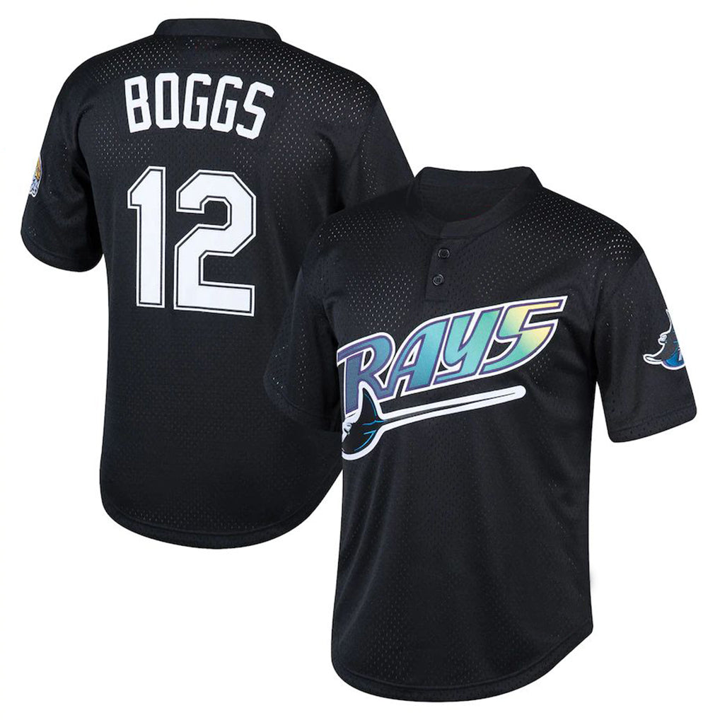 Trusc TB.Rays #12 Wade Boggs Player Black Mitchell & Ness Cooperstown Collection Mesh Batting Practice Stitched Jerseys