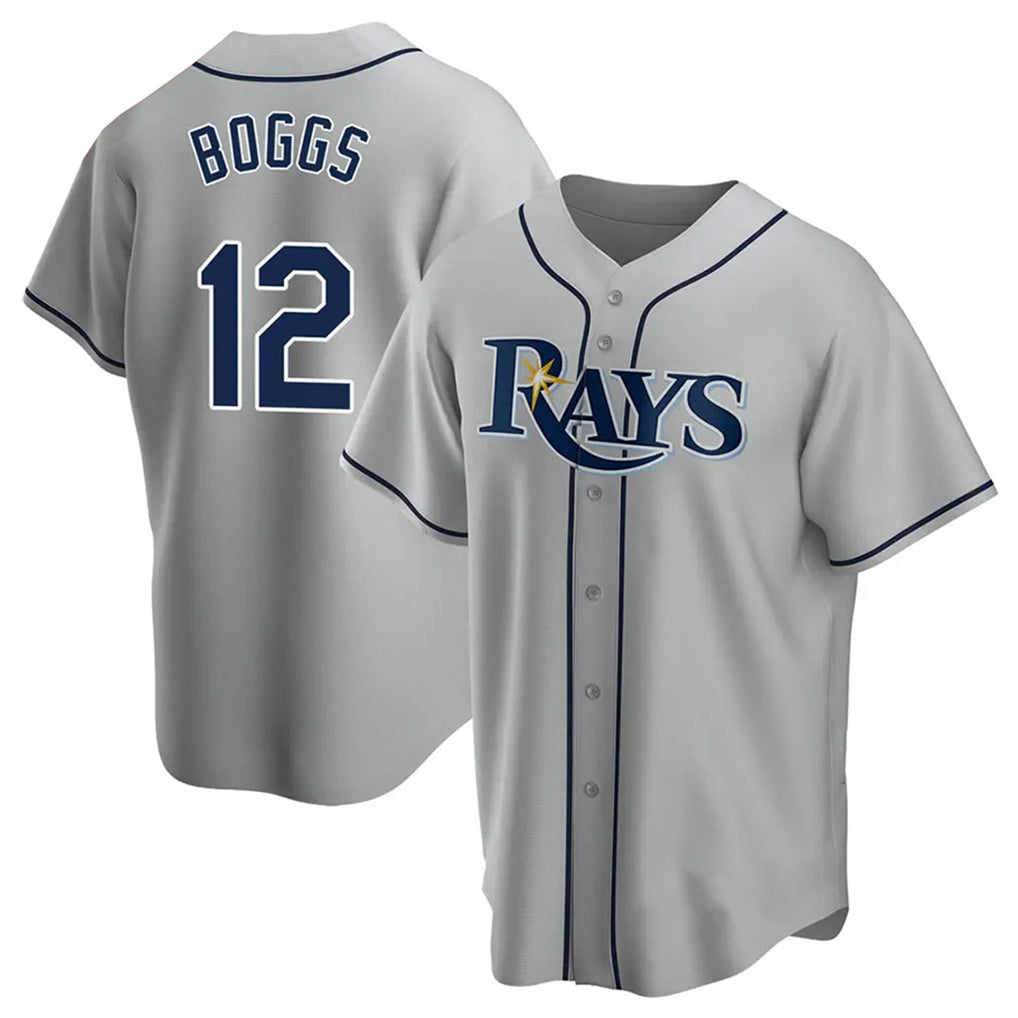 Trusc TB.Rays #12 Wade Boggs Player Gray Home Game Stitched Jerseys