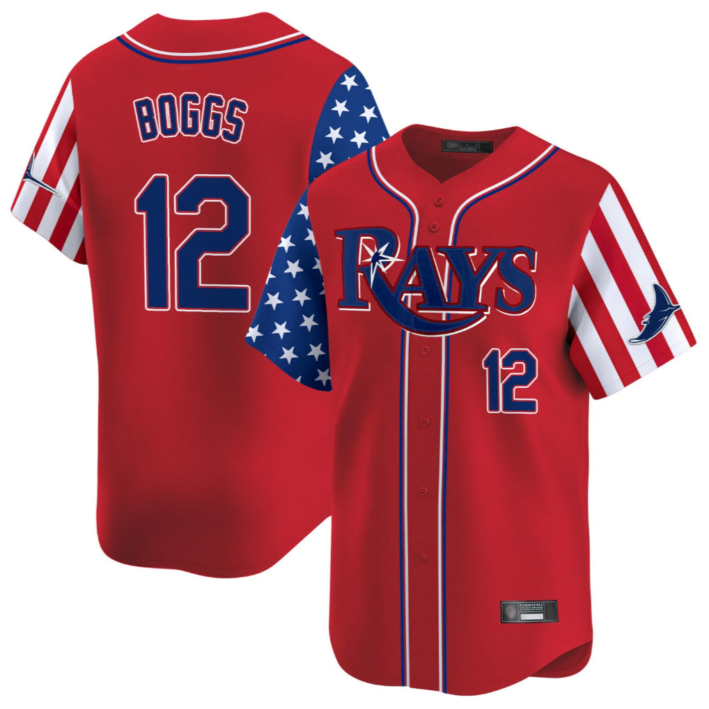 Trusc TB.Rays #12 Wade Boggs Player Red 2025 Independence Day Vapor Premier Limited Stitched Jerseys