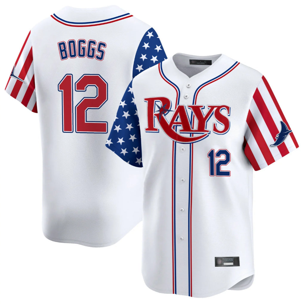 Trusc TB.Rays #12 Wade Boggs Player White 2025 Independence Day Vapor Premier Limited Stitched Jerseys