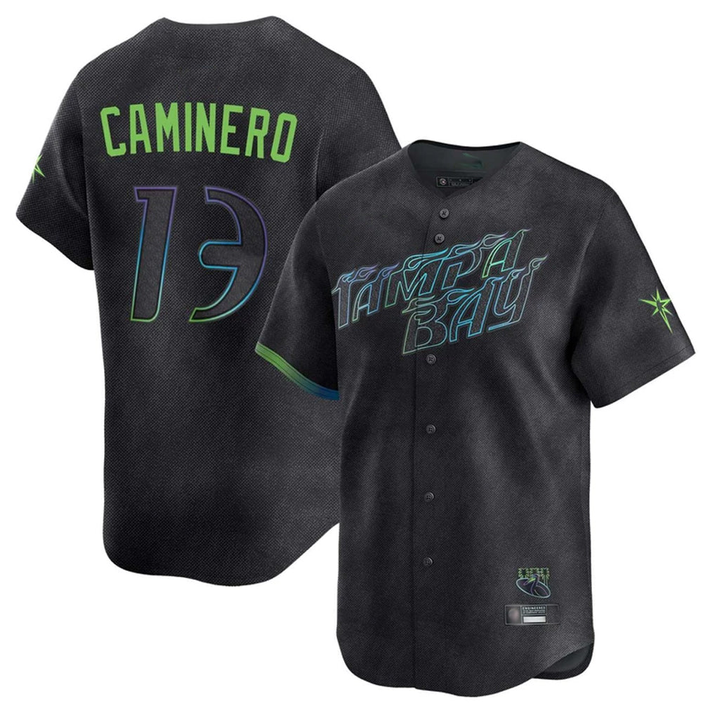 Trusc TB.Rays #13 Junior Caminero Player Black City Connect Home Limited Stitched Jerseys
