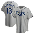 Trusc TB.Rays #13 Junior Caminero Player Gray Home Game Stitched Jerseys