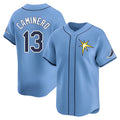 Trusc TB.Rays #13 Junior Caminero Player Light Blue Home Limited Stitched Jerseys