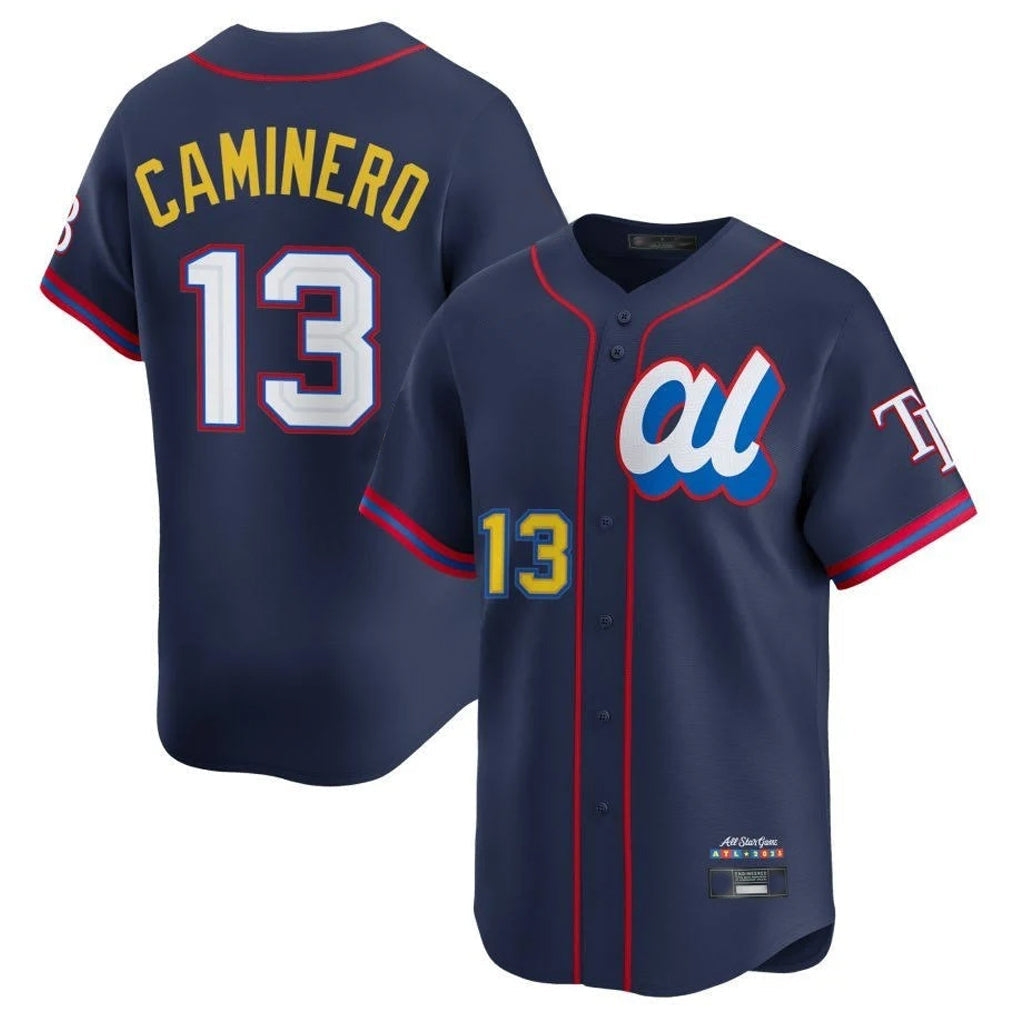 Trusc TB.Rays #13 Junior Caminero Player Navy All-star Limited Stitched Jersey