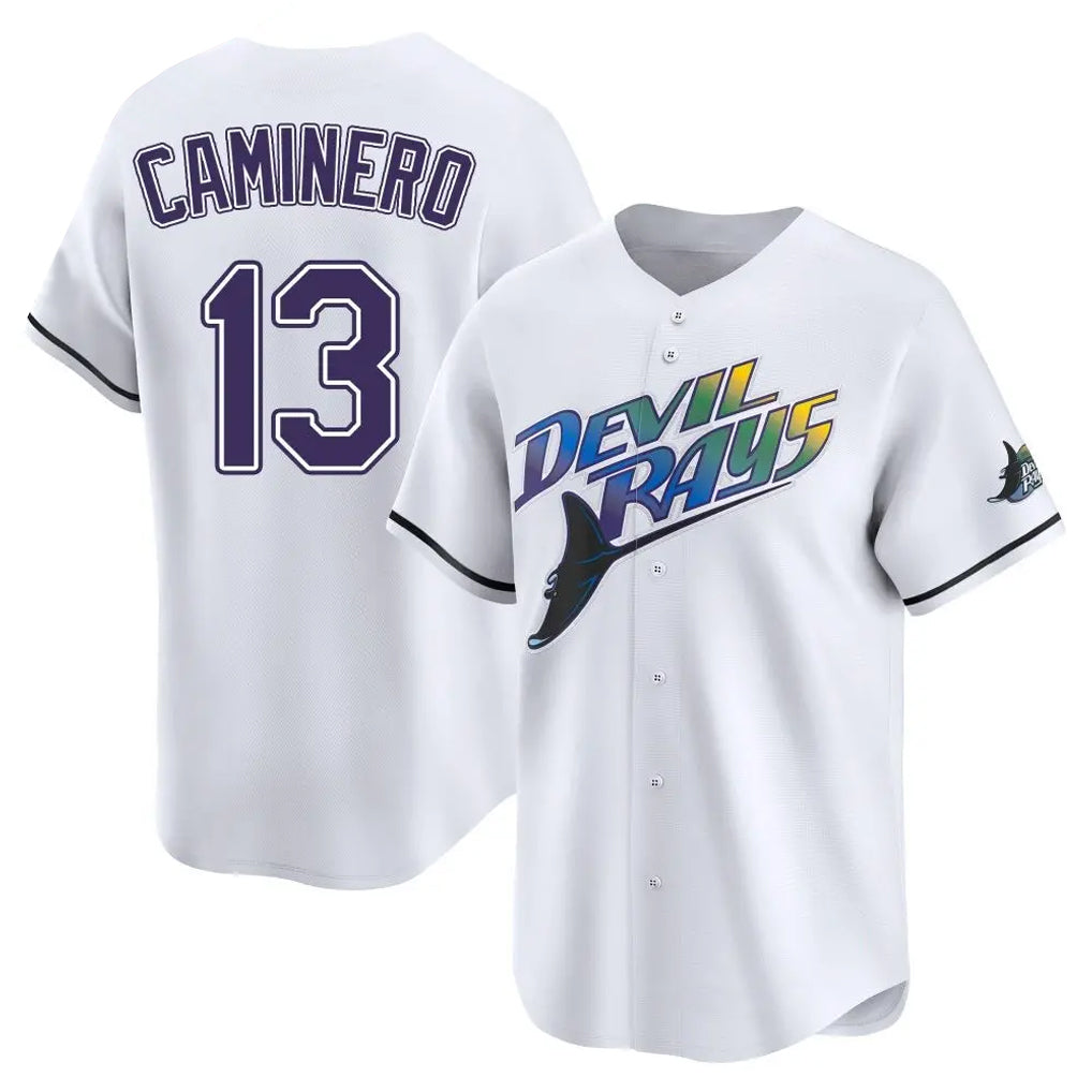 Trusc TB.Rays #13 Junior Caminero Player White City Connect Home Stitched Jerseys
