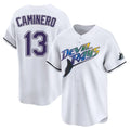 Trusc TB.Rays #13 Junior Caminero Player White City Connect Home Stitched Jerseys