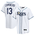 Trusc TB.Rays #13 Junior Caminero Player White Home Game Stitched Jerseys