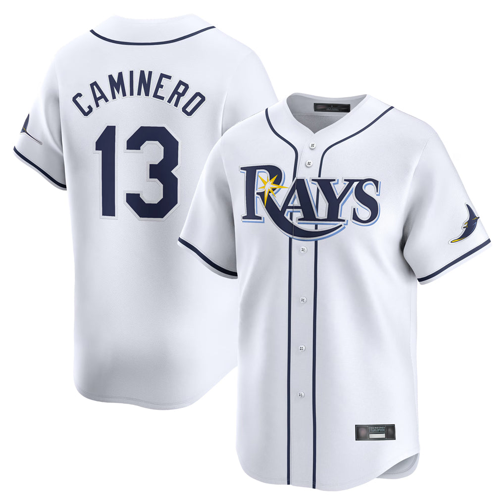 Trusc TB.Rays #13 Junior Caminero Player White Home Limited Stitched Jerseys