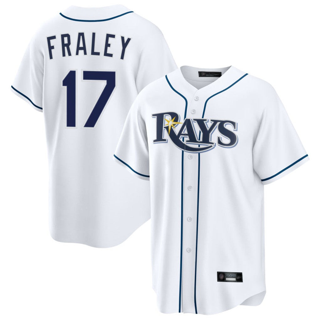 Trusc TB.Rays #17 Jake Fraley Player White Home Game Stitched Jerseys