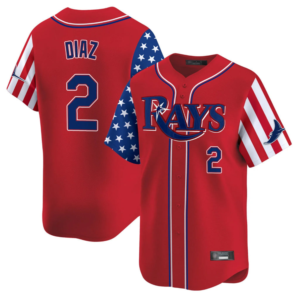 Trusc TB.Rays #2 Yandy Diaz Player Red 2025 Independence Day Vapor Premier Limited Stitched Jerseys