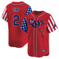 Trusc TB.Rays #2 Yandy Diaz Player Red 2025 Independence Day Vapor Premier Limited Stitched Jerseys