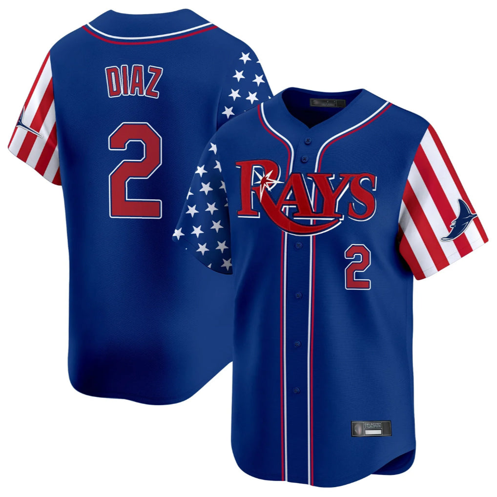 Trusc TB.Rays #2 Yandy Diaz Player Royal 2025 Independence Day Vapor Premier Limited Stitched Jerseys