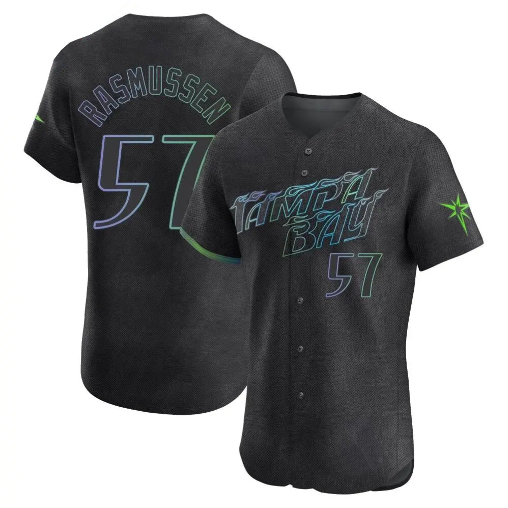 Trusc TB.Rays #57 Drew Rasmussen Player Black City Connect Home Limited Elite Stitched Jerseys