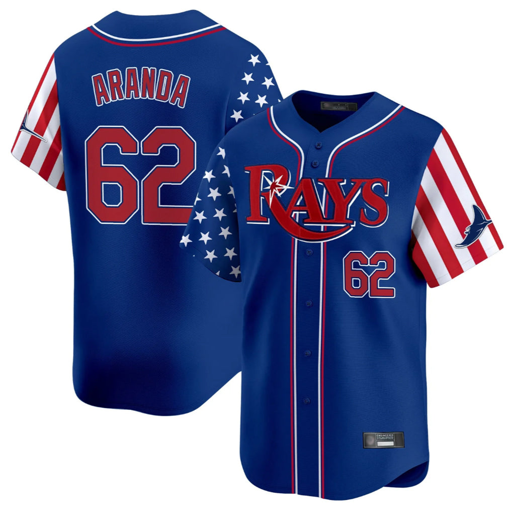 Trusc TB.Rays #62 Jonathan Aranda Player Royal 2025 Independence Day Vapor Premier Limited Stitched Jerseys