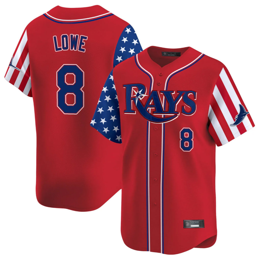 Trusc TB.Rays #8 Brandon Lowe Player Red 2025 Independence Day Vapor Premier Limited Stitched Jerseys