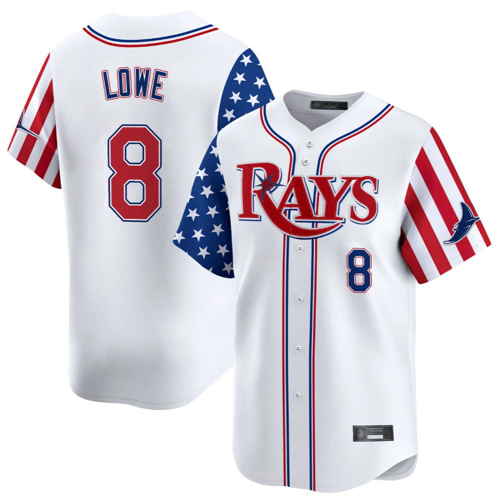 Trusc TB.Rays TB.Rays #8 Brandon Lowe Player White 2025 Independence Day Vapor Premier Limited Stitched Jerseys
