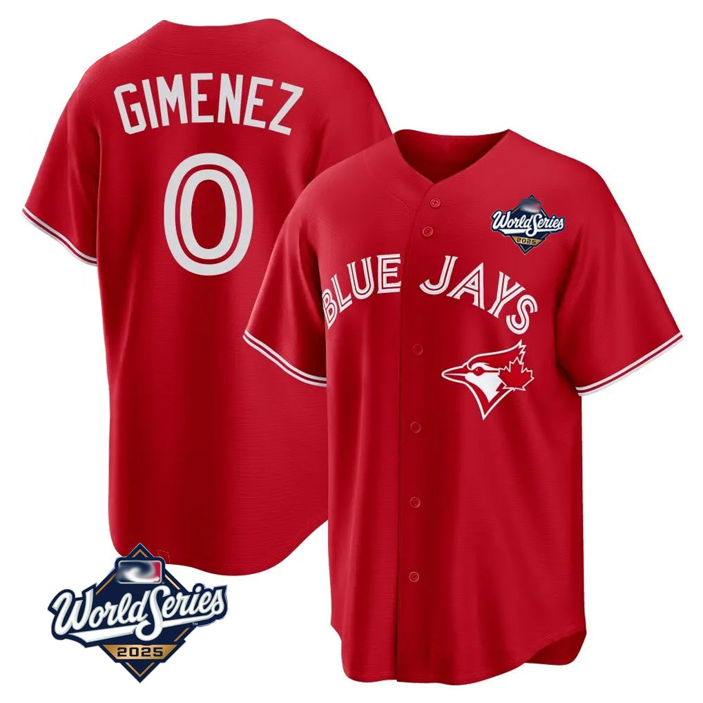 Trusc T.Blue Jays #0 Andres Gimenez Player Red 2025 World Series Limited Stitched Jerseys