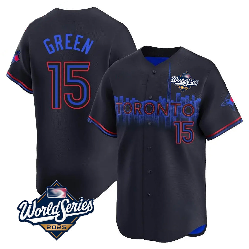 Trusc T.Blue Jays #15 Chad Green Player Black&Blue 2025 World Series City Connect Stitched Jerseys