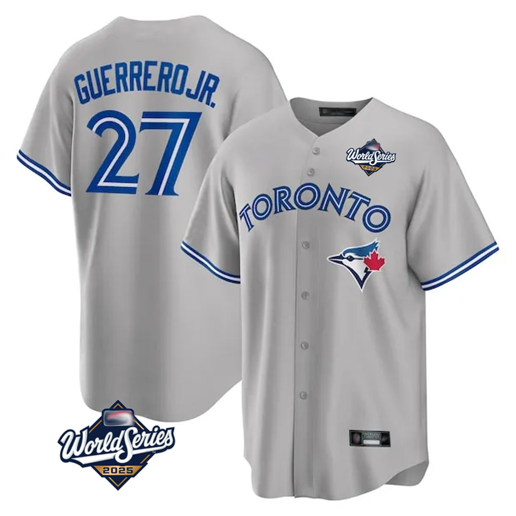 Trusc T.Blue Jays #27 Vladimir Guerrero Jr Player Gray 2025 World Series Stitched Jersey