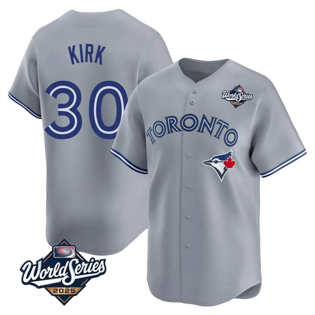 Trusc T.Blue Jays #30 Alejandro Kirk Player Gray&Blue 2025 World Series Limited Stitched Jerseys