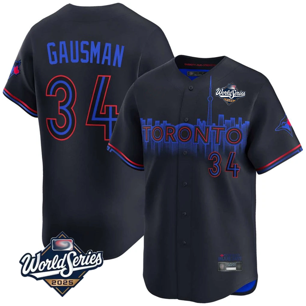Trusc T.Blue Jays #34 Kevin Gausman Player Black 2025 World Series City Connect Stitched Jerseys